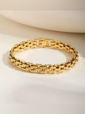 18K Gold Plated Stainless Steel Chain Mesh Bracelet - Elegant Women's Jewelry